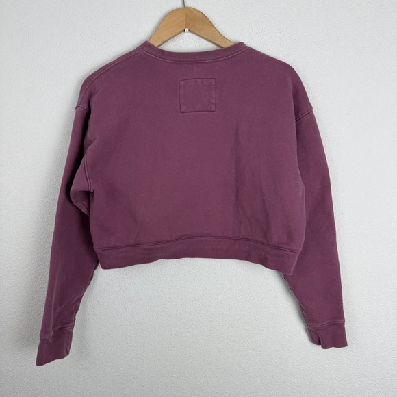 Girlfriend Collective 50/50 Crop Sweatshirt Recycled Organic Cotton Mauve Small - Picture 7 of 8